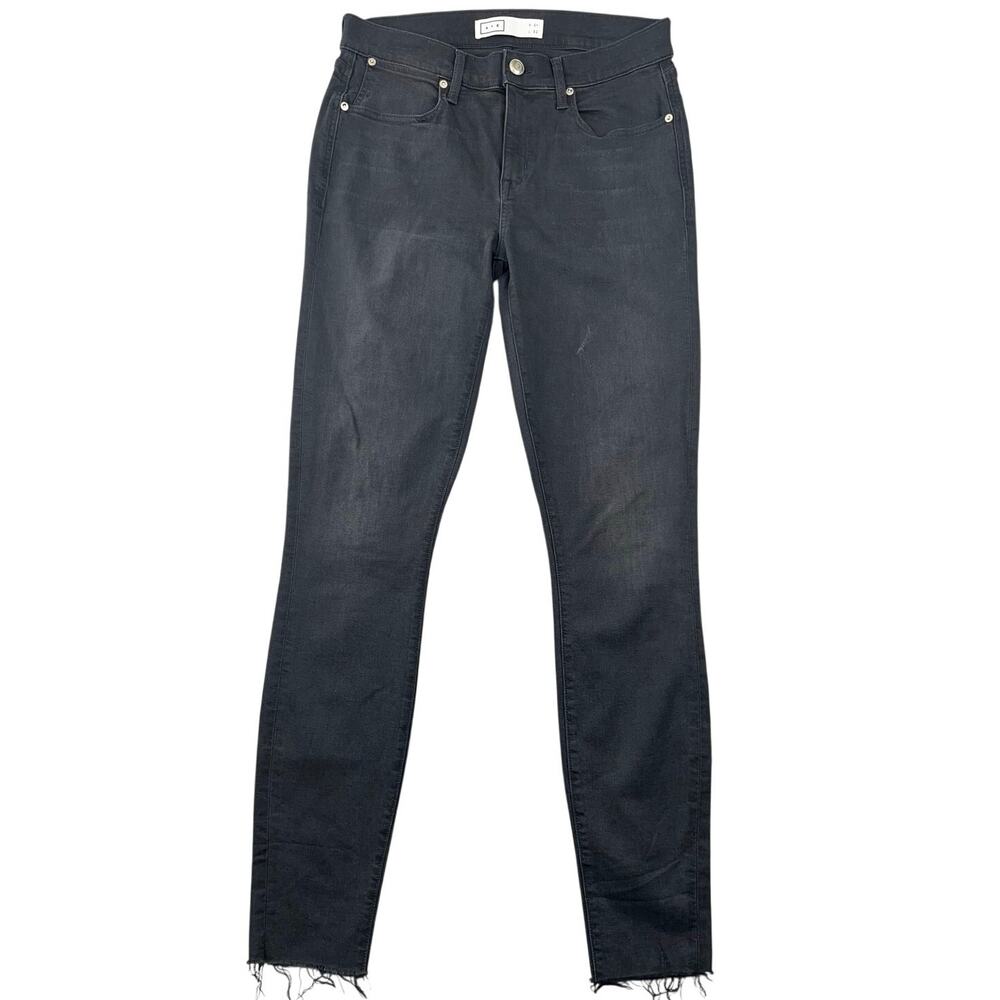 AYR Eclipse Skinny Jeans Washed Black Raw Hem Stretch Denim - 31